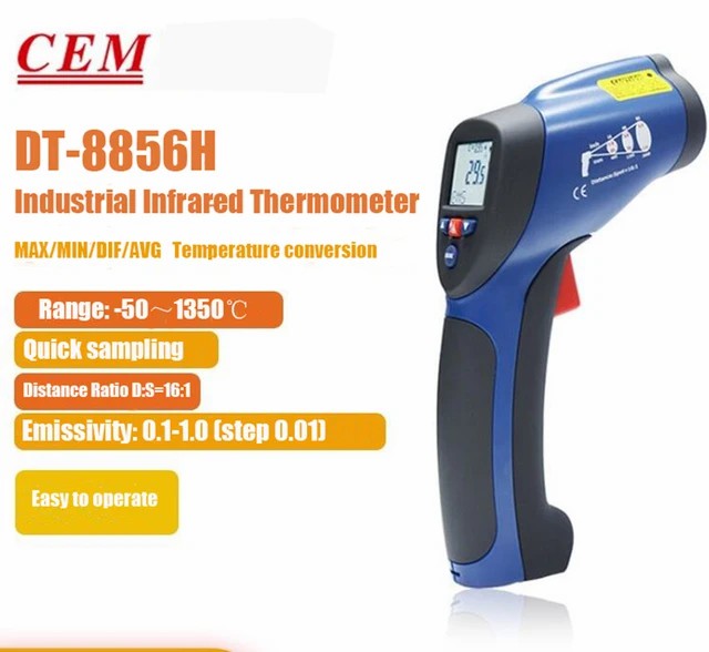 CEM DT-8856H DT-8857H Infrared Thermometer Package Industrial High Temperature Electronic Laser Temperature Measuring Gun CEM DT-8856H DT-8857H Infrared Thermometer Package Industrial High Temperature Electronic Laser Temperature Measuring Gun